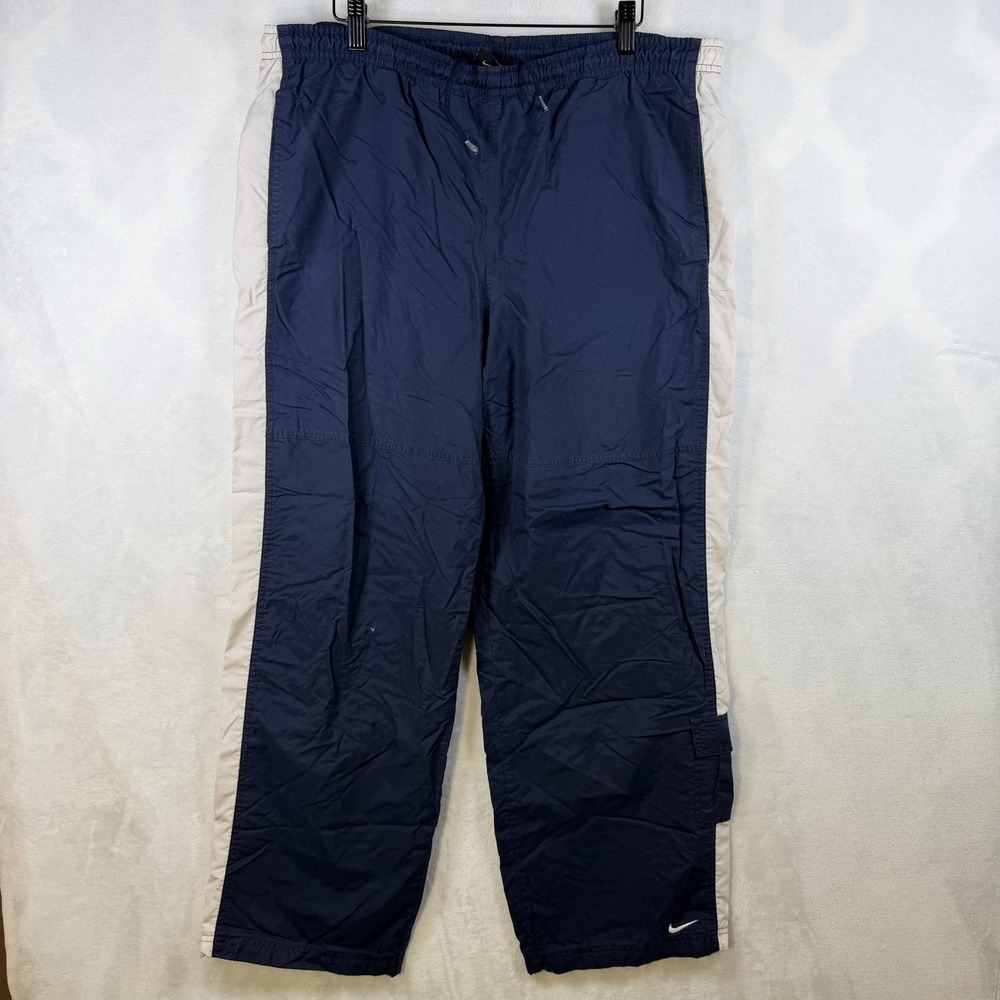 Vintage Y2K Nike Navy BAGGY Track Pants Men's M Lined Active Sports